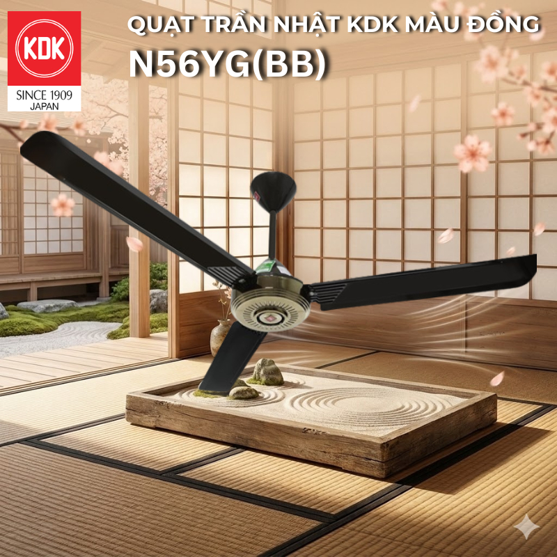 Quạt Trần Nhật KDK, màu Đồng N56YG(BB) - Bảo Hành Chính Hãng KDK