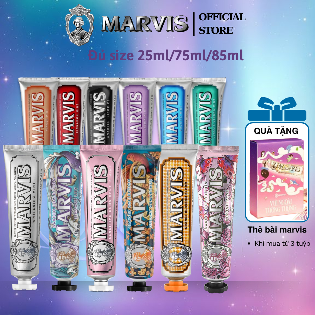 Kem Đánh Răng Marvis Ý Nhiều Hương Vị Đủ Size 25ml, 75ml, 85ml - Marvis