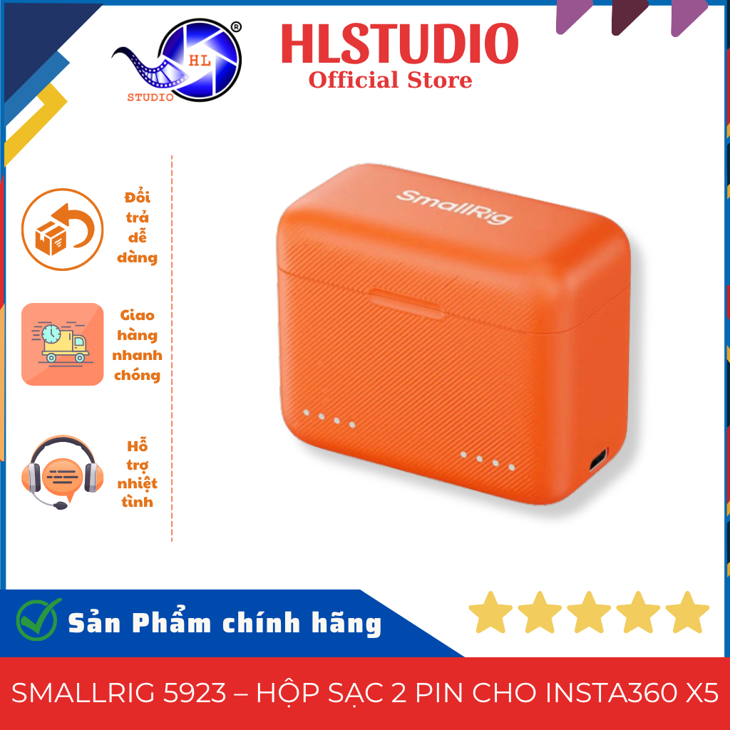 SmallRig 5923 Hộp Sạc 2 Pin Cho Insta360 X5 USB C 18W HL Studio