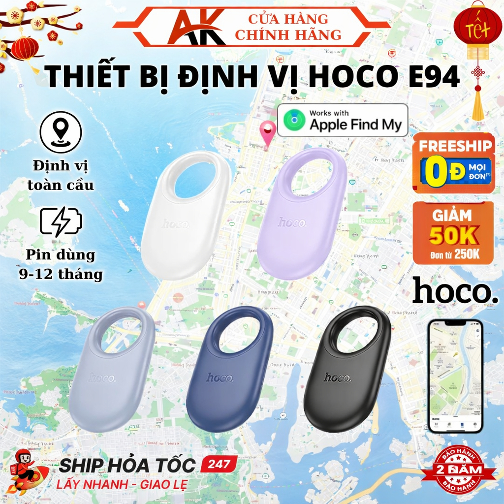 Thiết Bị Định Vị Toàn Cầu Thông Minh HOCO E94 Theo Dõi Ô Tô, Xe Máy, Chìa Khóa, Đồ Vật, Thú Cưng