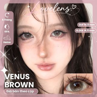 Lens mắt, kính áp tròng LOVELENS nâu VENUS BROWN 6 tháng độ cận (0-6 độ) DIA 14.5mm