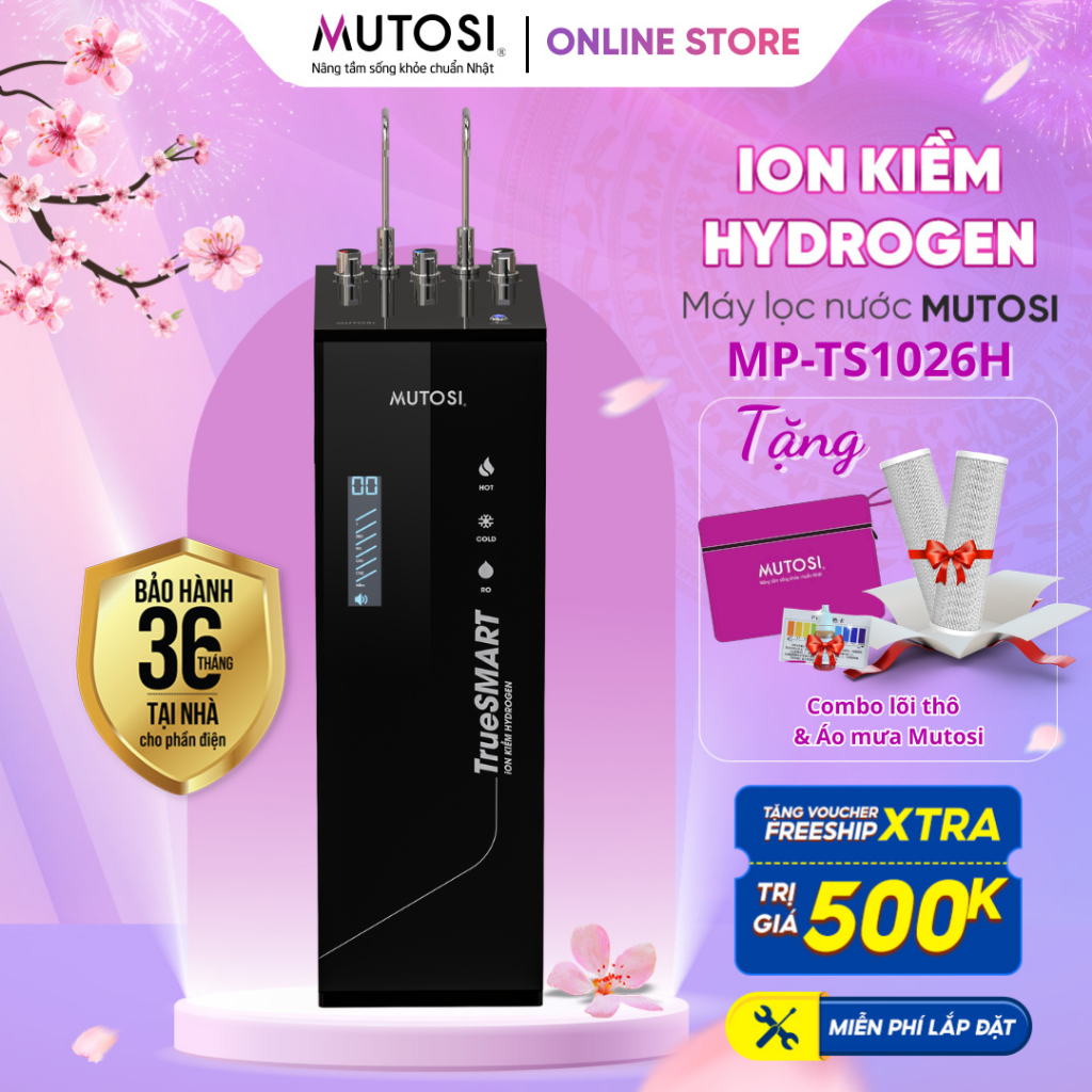 Máy Lọc Nước 4 Chế Độ TruesMART Ion Kiềm Hydrogen Mutosi MP-TS1026H Cảnh Báo Thay Lõi Thông Minh
