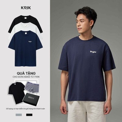 Áo Phông Nam KRIK Form Classic Cotton Cao Cấp Bề Mặt Mịn Thiết Kế Thêu Logo 3D AP1477