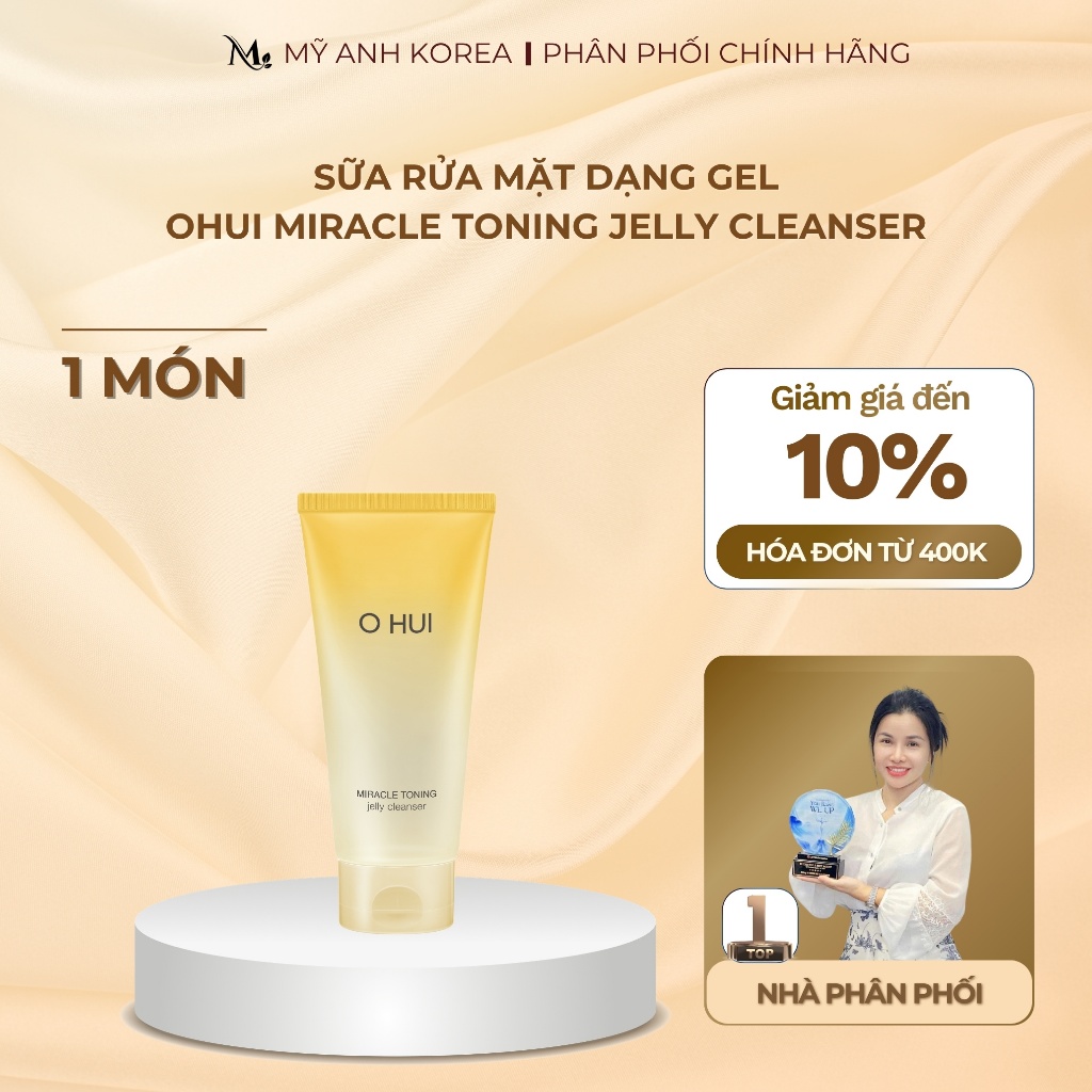 Sữa rửa mặt dạng gel dưỡng ẩm sáng da OHUI Miracle Toning Jelly Cleanser Mỹ Anh Korea 180ml Mỹ Anh K