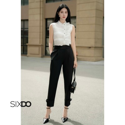 Quần công sở đen dáng baggy SIXDO (Black Woven Baggy Pants)