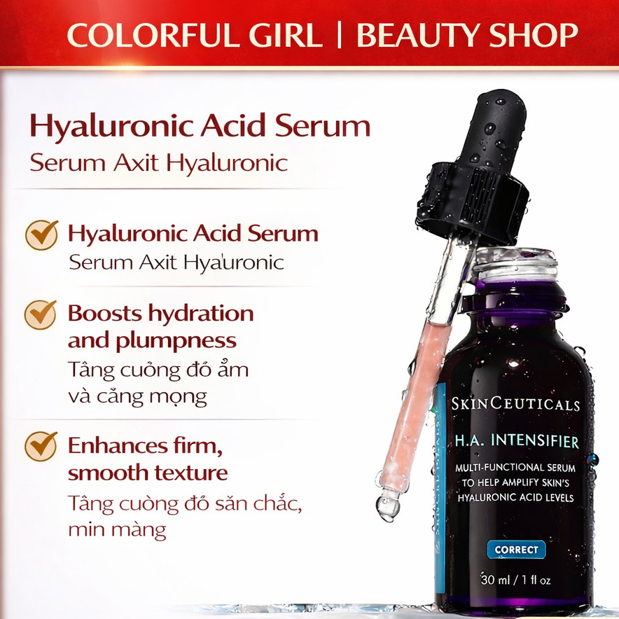 Tinh Chất Hyaluronic Acid (HA) Cấp Ẩm Giúp Da Căng Mịn, Bóng Mượt và Săn Chắc SkinCeuticals H.A. Int