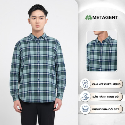 Áo sơ mi nam họa tiết kẻ vuông Metagent MS 17E3653