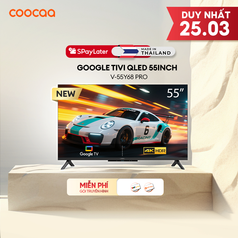 [Miễn phí lắp đặt HCM - HN] Google TV QLED Coocaa 55 inch - 55Y68 Pro
