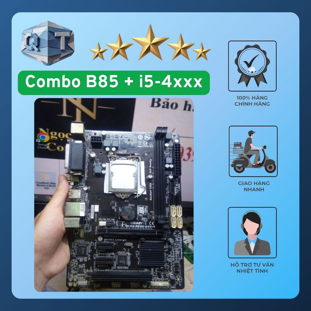 Combo MainBoard B85 I5-4440 Ram 8GB các hãng (GIGA , MSI, ASUS, ...) - Kèm chặn Main.