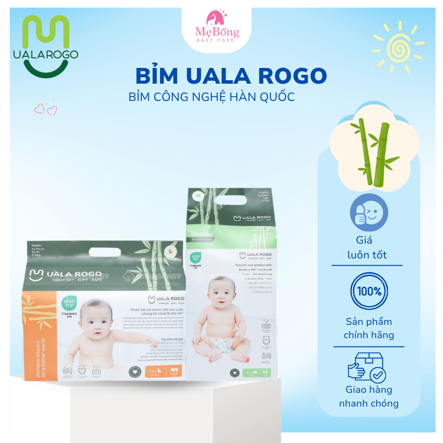 [COMBO GIÁ TỐT] Bỉm UalaRogo sử dụng sợi tre Bamboo Fibers cho bé
