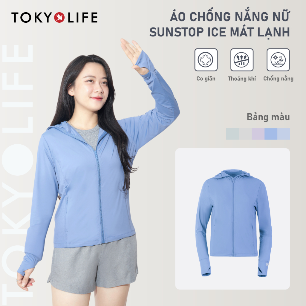Áo khoác chống nắng nữ TOKYOLIFE SunStop Ice siêu mát lạnh thoáng khí có mũ rộng vành 40000092