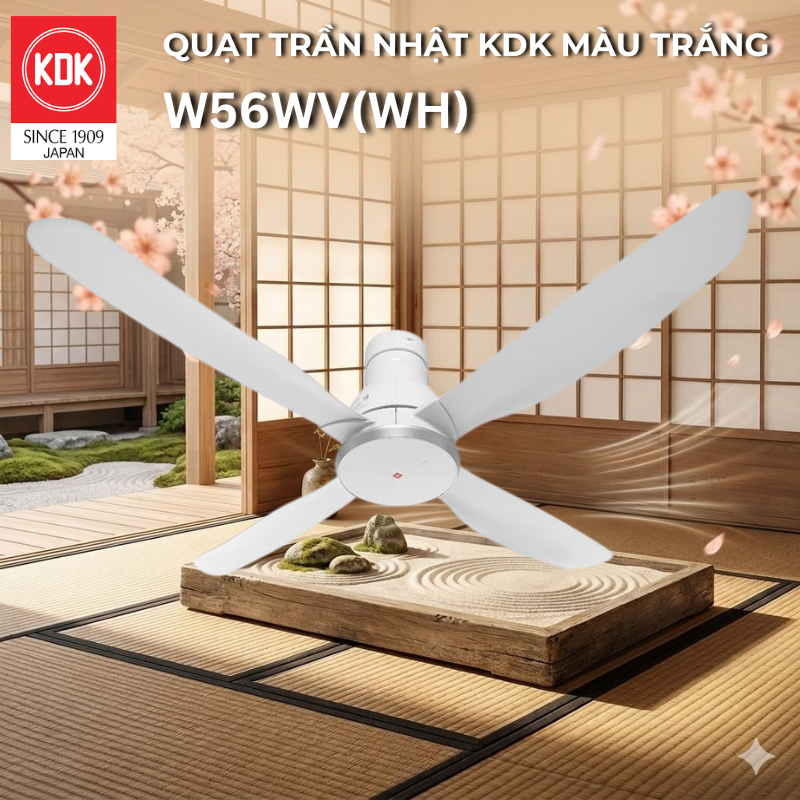 Quạt trần KDK màu Trắng W56WV(WH) - Bảo Hành Chính Hãng KDK