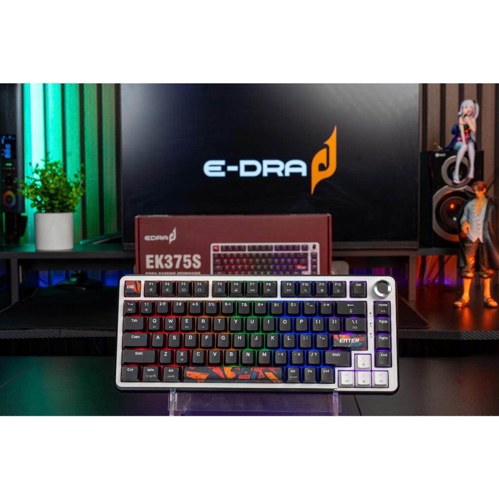 Bàn phím cơ gaming E-DRA EK375S, EK368S, EK398S Núm vặn, 3 mode, EK375V2 có dây. BH chính hãng 2 năm | BigBuy360 - bigbuy360.vn