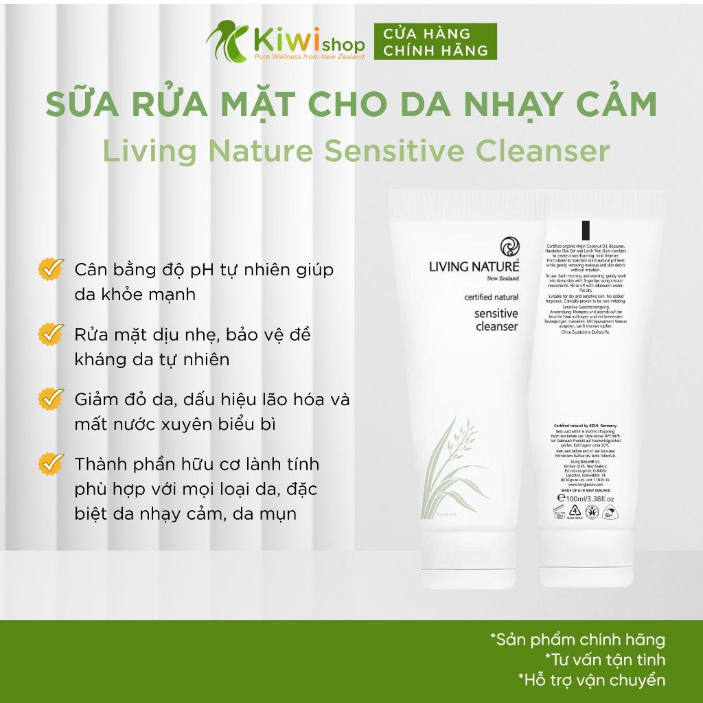 Sữa rửa mặt cho da nhạy cảm Sensitive Cleanser Living Nature