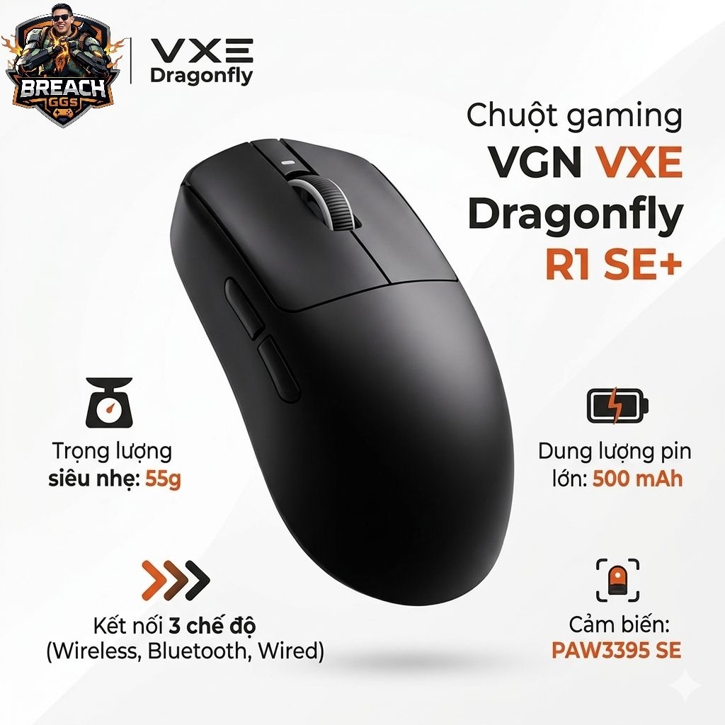 [Sẵn giao] VXE R1 Star Flash/ R1SE+ - Chuột gaming không dây quốc dân, giá rẻ, 3 chế độ kết nối