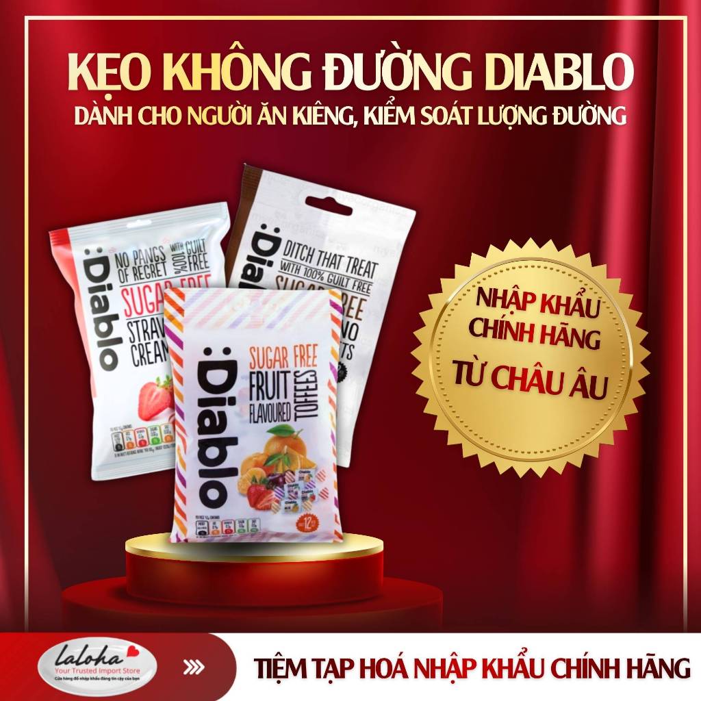 Kẹo Không Đường Châu Âu Diablo Mix Trái Cây Gói 75g – LALOHA