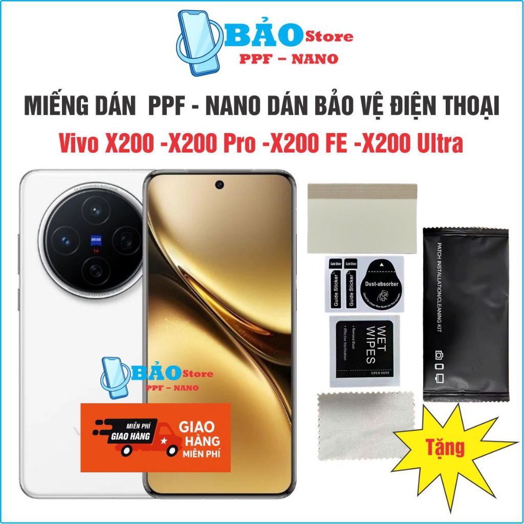 Miếng dán NANO-PPF Vivo X200 -X200 Pro -X200 FE -X200 Ultra  bảo vệ điện thoại chống bể màn hình cao
