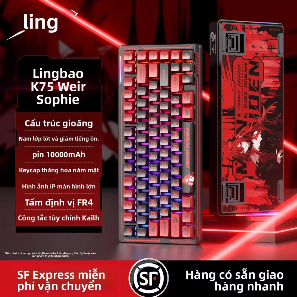 Lingbao | Bàn Phím Cơ Lingbao K75 - 3 Mode, Gasket Mount, Hotswap, Có Núm Xoay