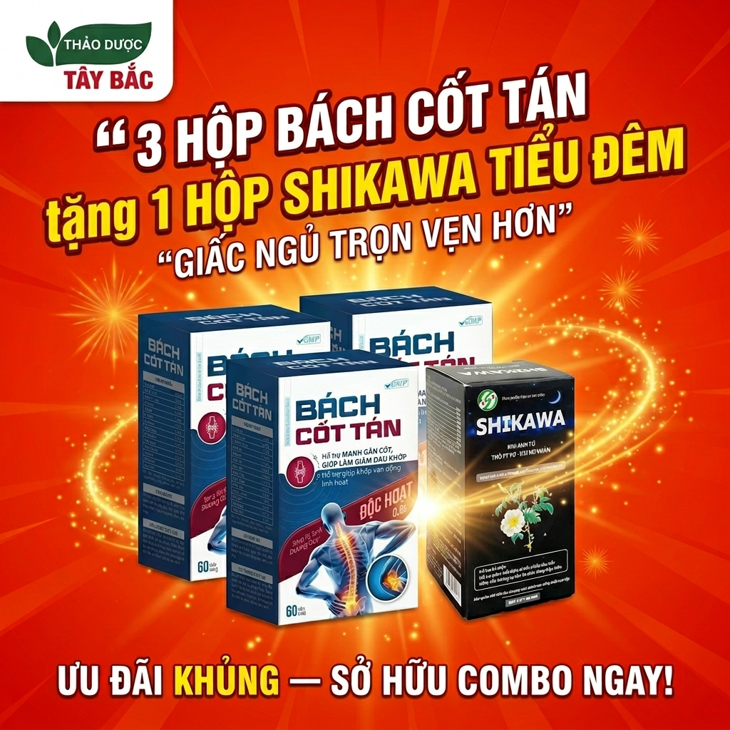 [MUA 3 TẶNG 1] Combo Xương Khớp Chắc Khỏe - Ngủ Ngon Sâu Giấc (Bách Cốt Tán + Shikawa)