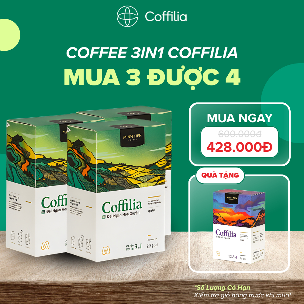 [Mua 3 Được 4] Coffee 3in1 Hòa Tan Coffilia - Vị Đậm - Thơm Ngon Đậm Vị, Cà Phê Hỗ Trợ Tỉnh Táo CF01