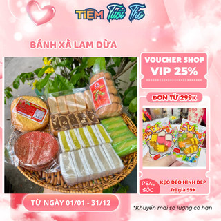 Bánh xà lam dừa, xà lam đậu, xà lam dừa dứa, cốm sữa nho, bánh dẻo, bánh hoa cúc, bánh dừa nướng tuổi thơ