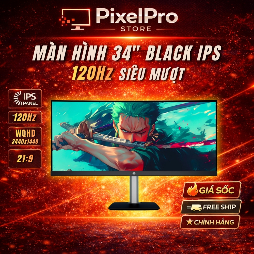 Màn Hình Cong 34INCH WQHD 4K IPS Black – 3440×1440, 120Hz, HDR, Freesync, Màn Hình Gaming & Đồ Họa