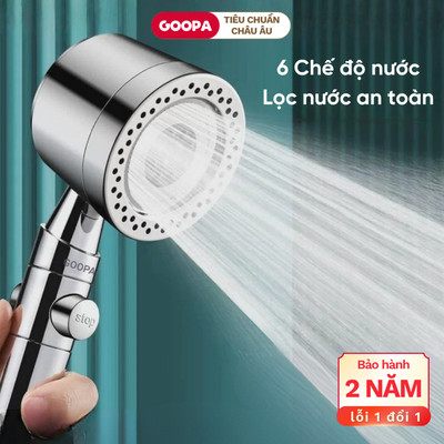 Vòi sen tăng áp 6 chế độ nước GOOPA tăng áp mạnh mẽ, tích hợp lõi lọc sạch khuẩn
