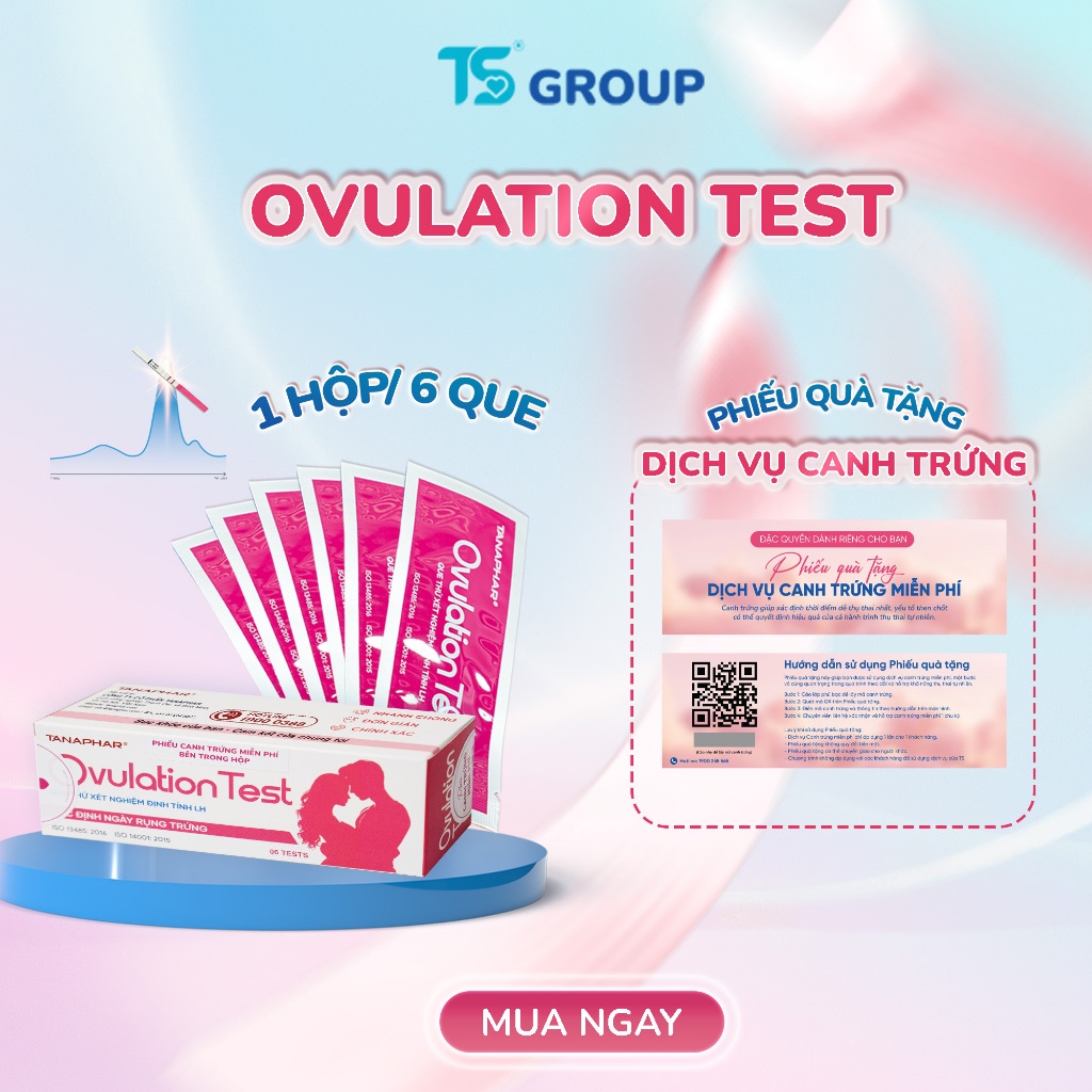Que thử rụng trứng Ovulation Test, hộp 6 que - TS Group
