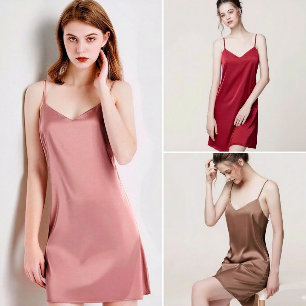 Váy Ngủ 2 Dây Lụa Satin Cao Cấp Gợi Cảm Mặc Nhà Thương Hiệu XAVIA V15