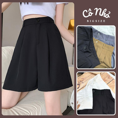Quần Đùi Ngố Bigsize Nữ Cạp Chun Co Giãn, Quần Lửng Lưng Cao Vải Mango Cho Chubby Q569