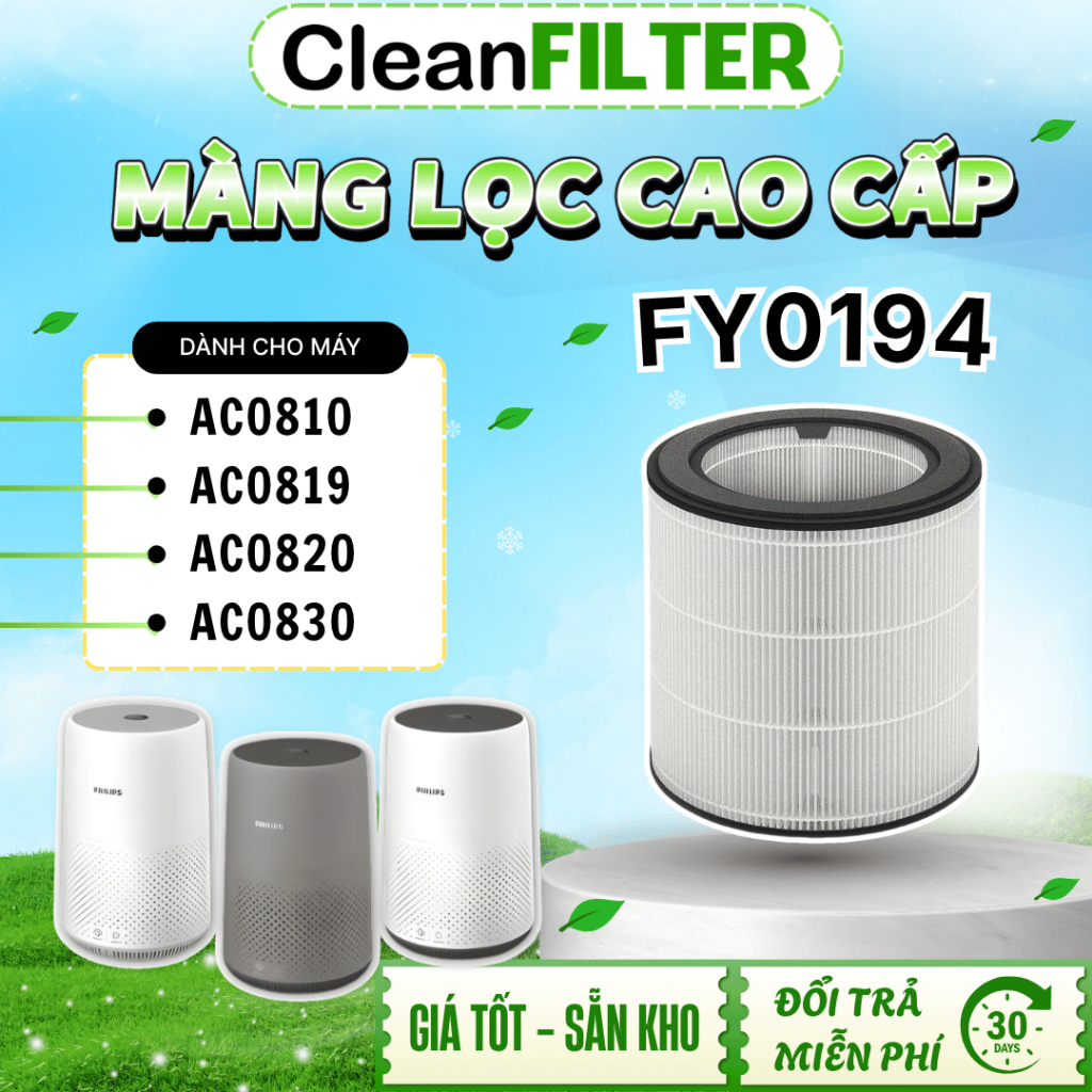 Lõi lọc CleanFilter mã FY0194 thay thế AC0810, AC0819, AC0820, AC0830, AC0850,... lọc bụi mịn