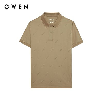 Owen - Áo polo Body fit APV257013 màu Be đậm chất liệu CVC Spandex