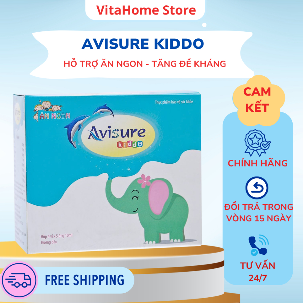 Avisure Kiddo – Giúp Bé Ăn Ngon, Tiêu Hóa Tốt, Tăng Đề Kháng (Hộp 30 Ống x 10ml)
