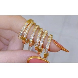 [Giá 1 chiếc] Nhẫn nữ titan đính 10 viên đá lấp lánh – phong cách hiện đại, sang trọng – không gỉ sét, bền màu