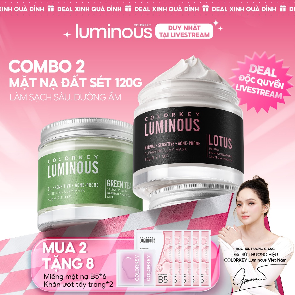[ĐỘC QUYỀN TRÊN LIVE] Combo 2 Mặt Nạ Đất Sét 120G Colorkey Luminous| Mua 2 giảm tới 40%| Hỗ Trợ Làm 