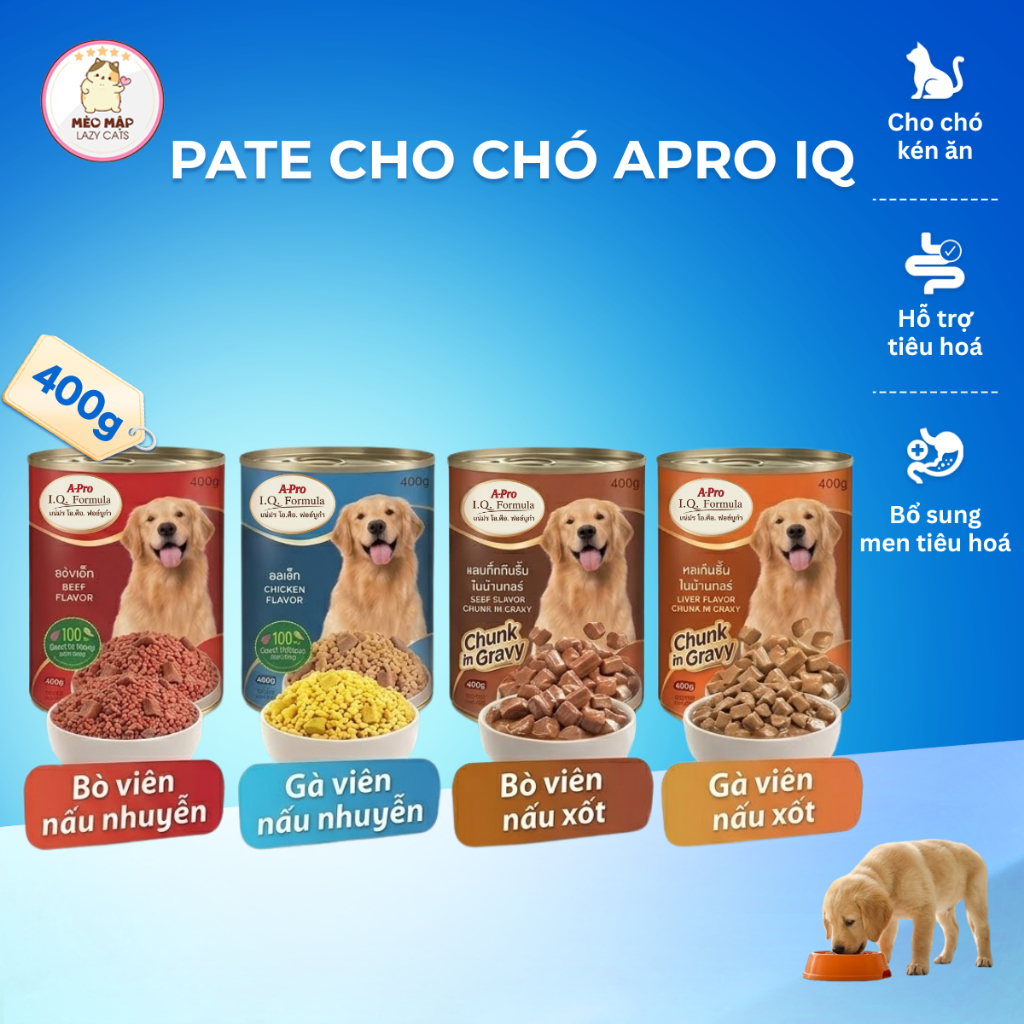 Pate dành cho chó Apro IQ lon 400g-pate chó Apro iq
