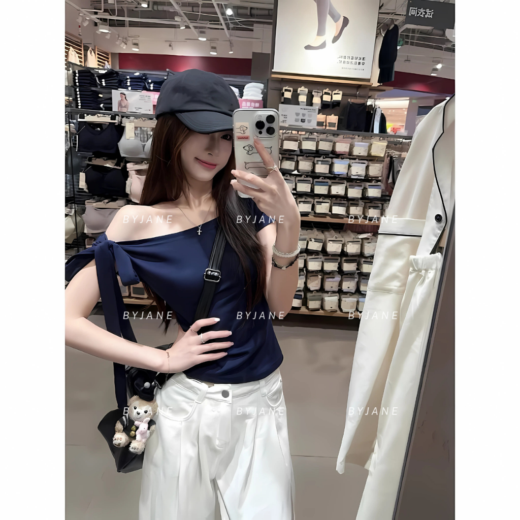 Áo Thun Nữ Trễ Vai Ôm Body Thắt Nơ Chất Cotton Mịn Co Dãn 4 Chiều BYJANE - 666 | BigBuy360 - bigbuy360.vn