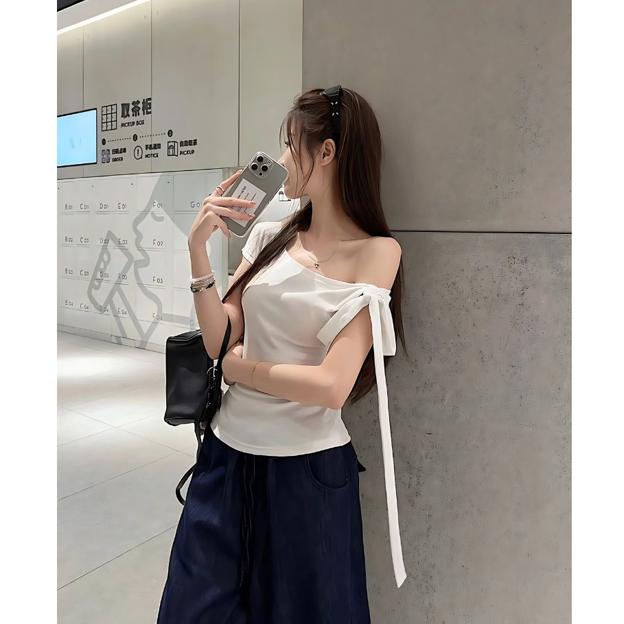 Áo Thun Nữ Trễ Vai Ôm Body Thắt Nơ Chất Cotton Mịn Co Dãn 4 Chiều BYJANE - 666 | BigBuy360 - bigbuy360.vn