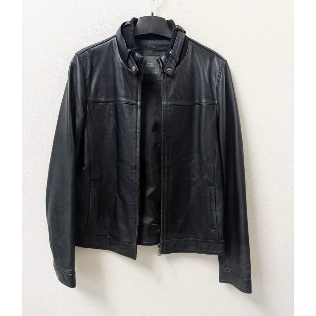 <si tuyển> Áo khoác da thật Leather Racer Jacket màu đen phong cách Unisex Nam Nữ/ Size < 46kg