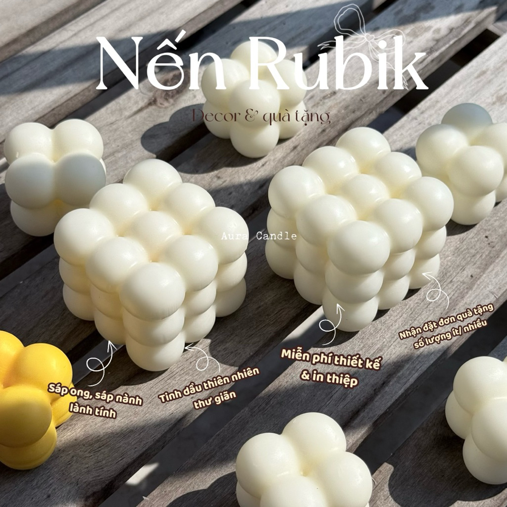 Nến/ Sáp Thơm Rubik 9x9 Handmade Sáp Đậu Nành Tự Nhiên- Decor, Quà Tặng Đáp Lễ, Tốt Nghiệp, Đám Cưới