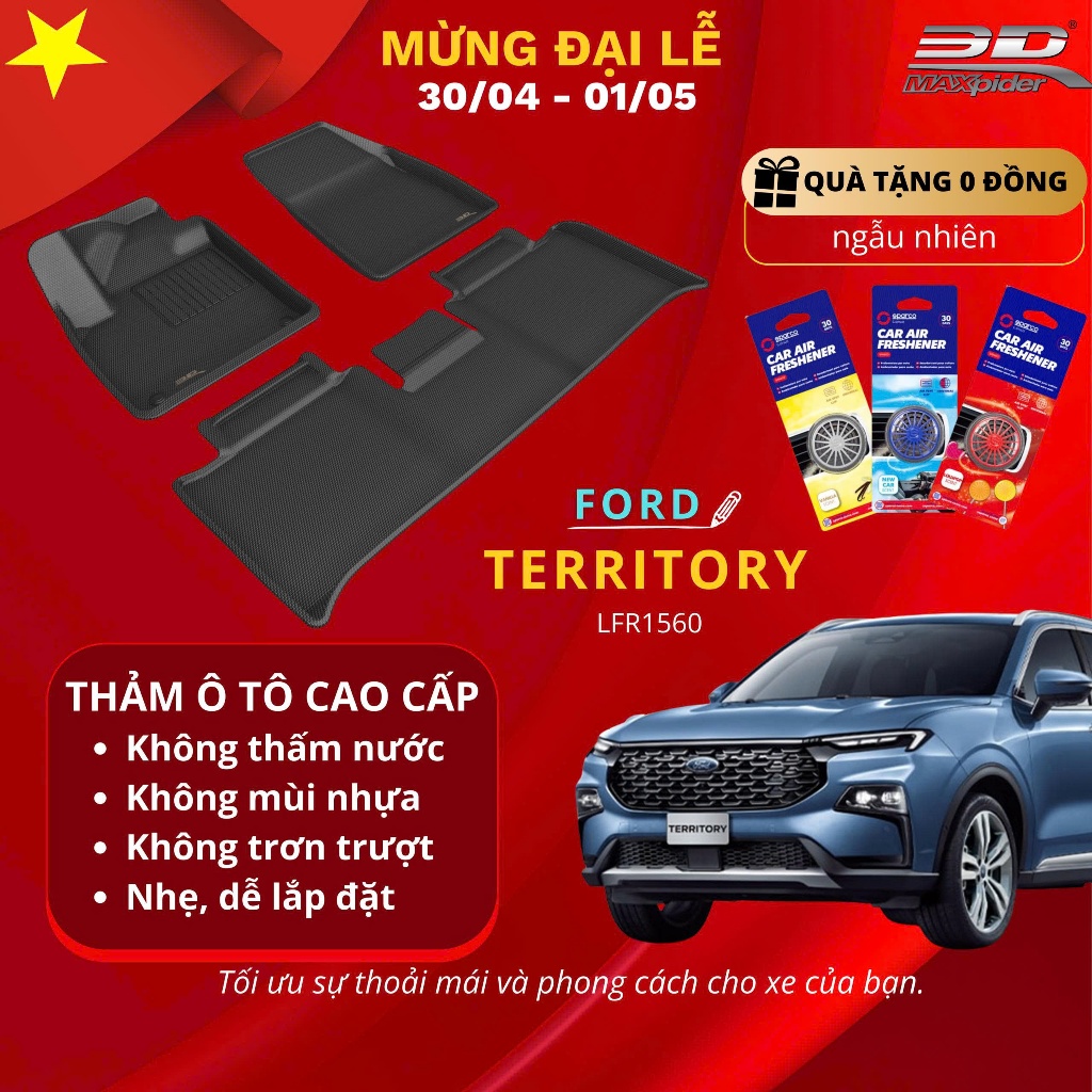 [MUA KÈM QUÀ 0 ĐỒNG]Thảm sàn  ô tô 3D FORD TERRITORY 2023+, thảm nhựa ô tô, thảm sàn,chính hãng 100%,L1FR15601509