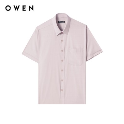 Owen - Áo sơ mi ngắn tay Body fit AB255157NT màu Hồng chất liệu Bamboo
