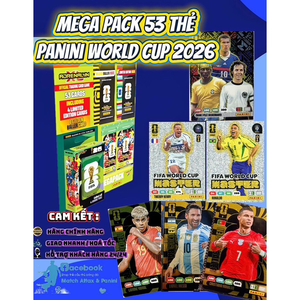 [ Mega Pack PA World Cup 2026 ] Túi Gói Thẻ Mega Pack Adrenalyn XL World Cup 2026 25/26 ( 53 Thẻ )