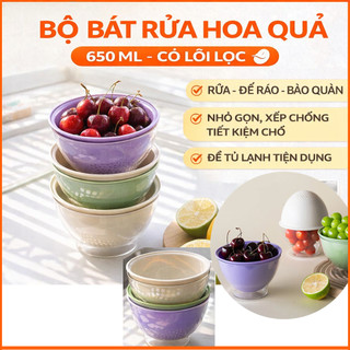 Bộ Tô Rửa Và Đựng Trái Cây 2 Lớp Màu Pastel Sang Trọng Tiện Lợi