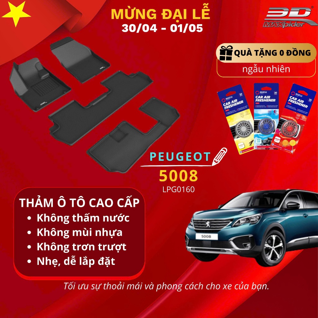 [MUA KÈM QUÀ 0 ĐỒNG] Thảm sàn ô tô 3D PEUGEOT 5008 2018_2022+, thảm nhựa ô tô, thảm sàn, chính hãng 