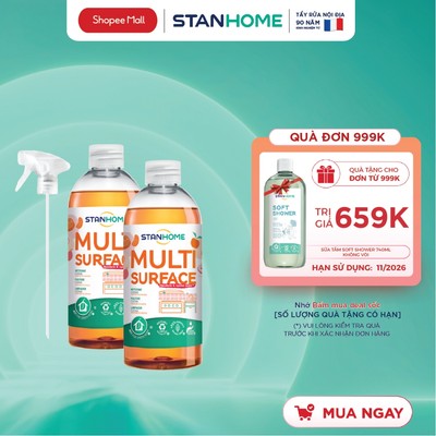 Xịt làm sạch lò vi sóng,bếp điện từ và mọi bề mặt bếp cho da nhạy cảm hương quýt,vải Stanhome Multi Surface 500ml