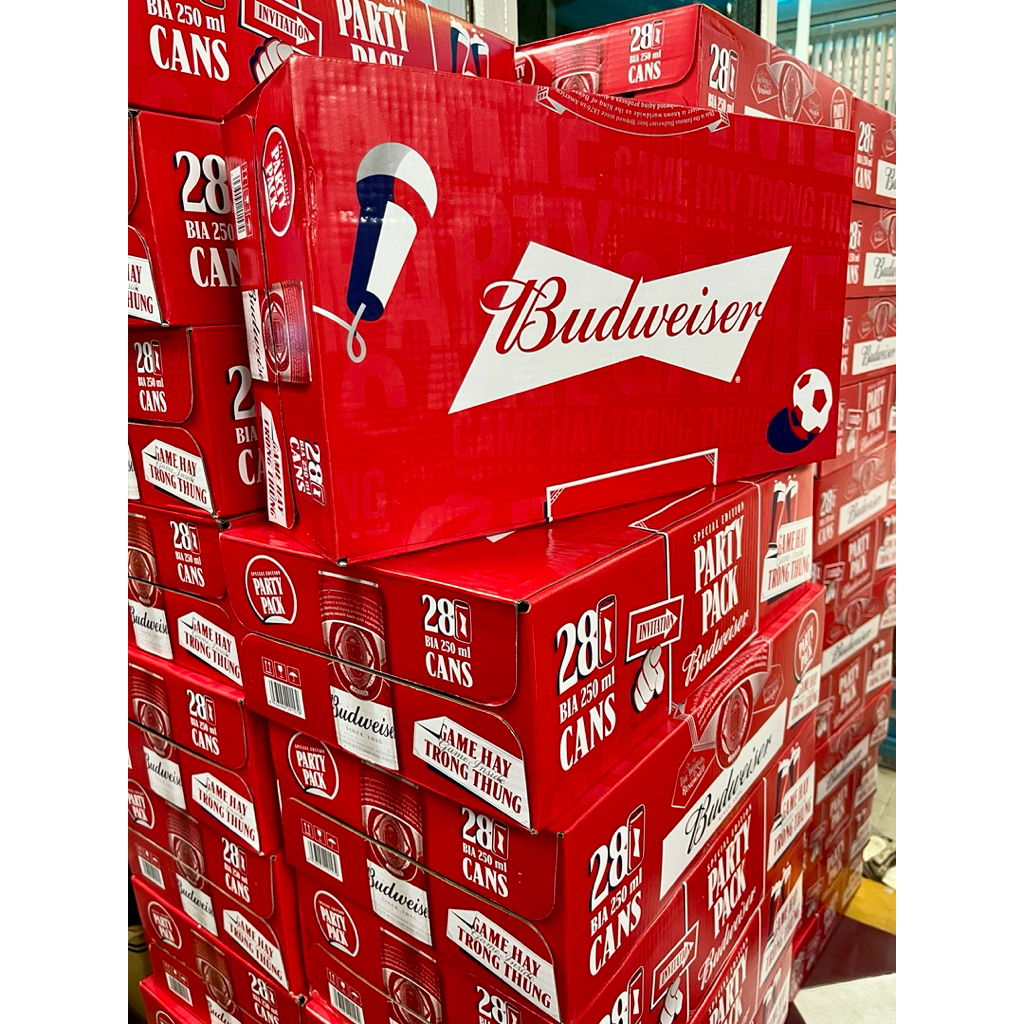 [DATE 7/2/2027] [Thùng 24 LON 250ml + TẶNG THÊM 4 LON 250ml] Bia Mỹ Budweiser 250ml DATE MỚI