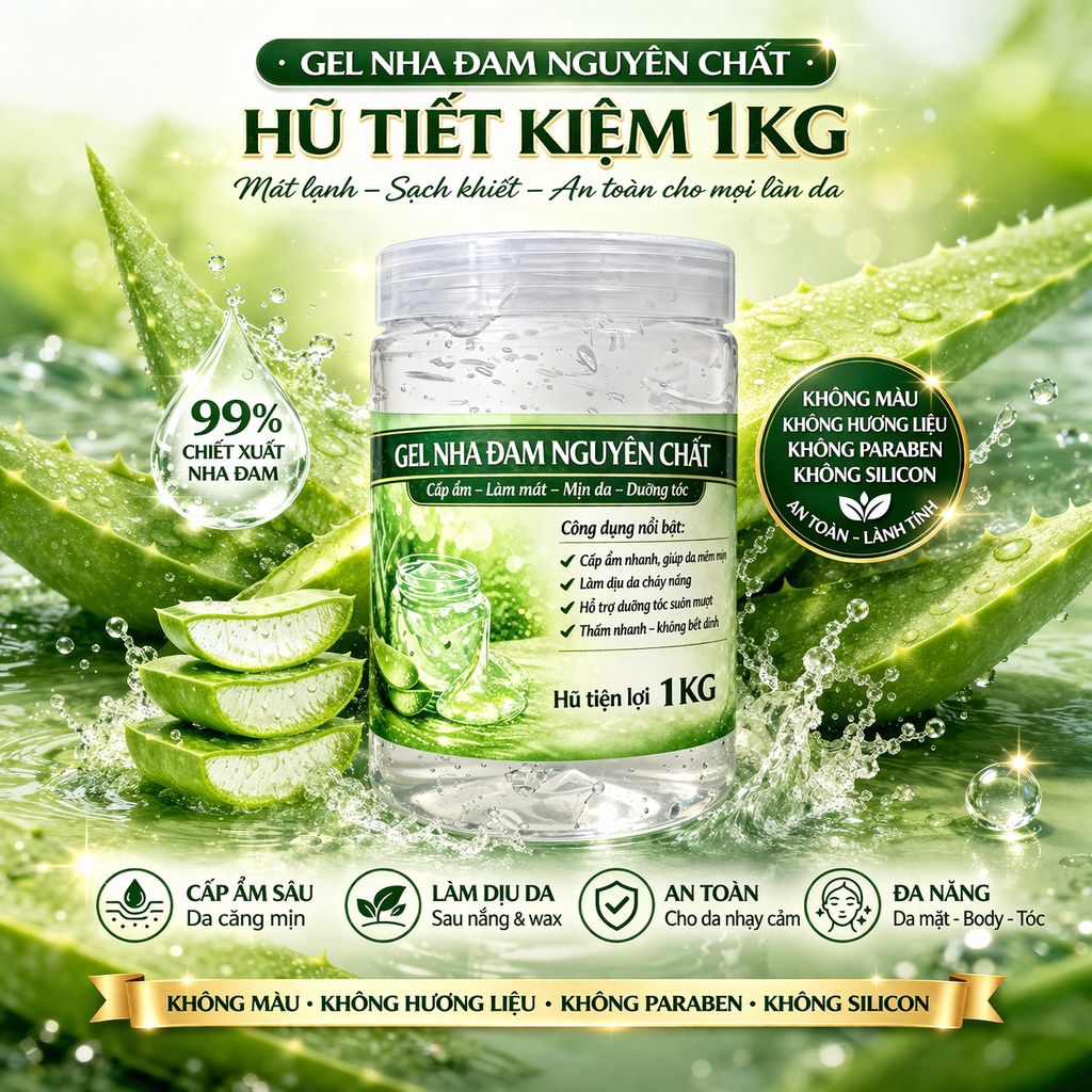 GEL NHA ĐAM TƯƠI 1 KÍ (ALOVERA) CẤP ẨM MỀM MỊN