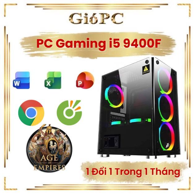 Bộ PC Gaming 9400F Ram 8Gb Main B365 VGA GTX 1050TI 4GB Chiến Game