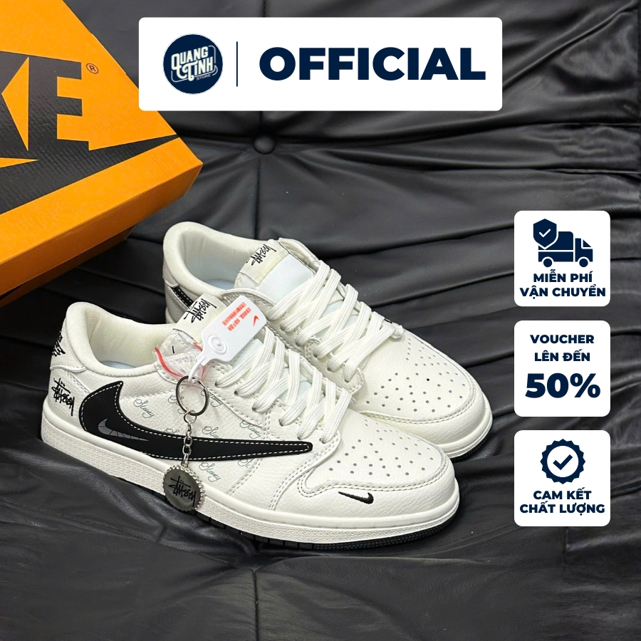 Giày JD1 Low Travis Scott x Stussy Phiên Bản Giới Hạn 2024 Màu Nâu Kem Earth Tone Nam Nữ Full Size